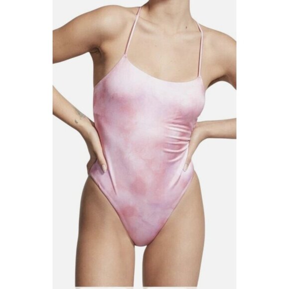 Victoria's Secret Other - Victoria's Secret Shimmery Pink Tie-Dye One Piece Swimsuit L NWT